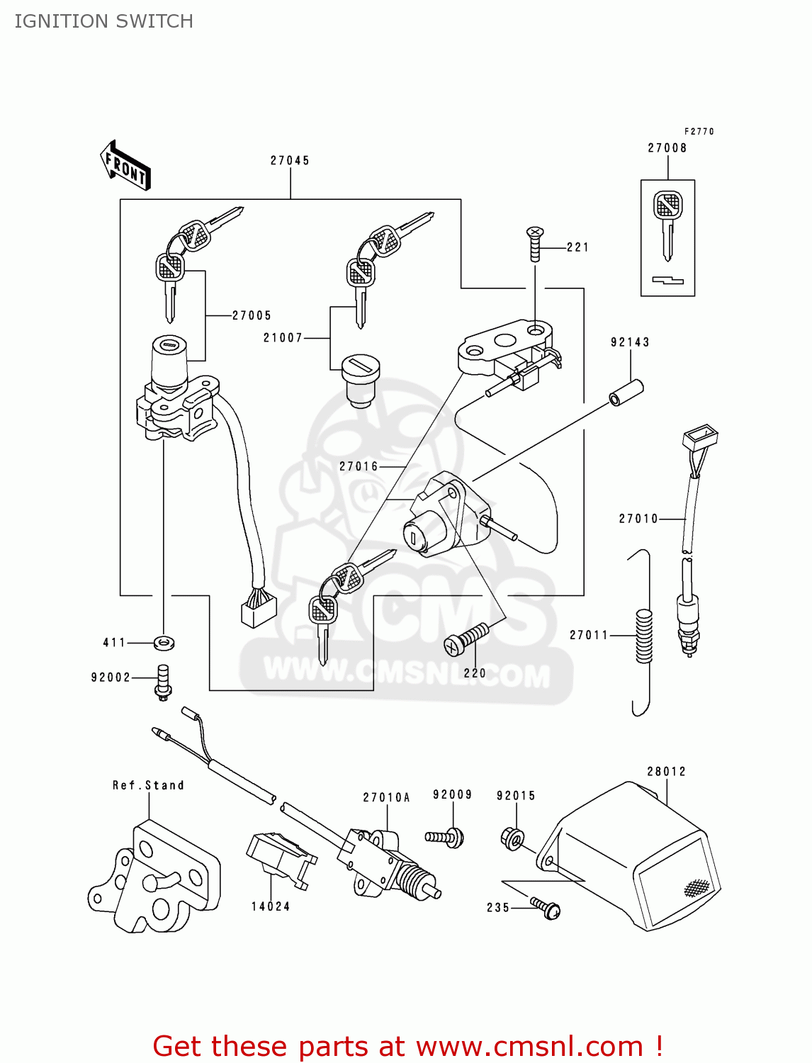 IGNITION SWITCH ZX400L9 ZXR400 1999 UNITED KINGDOM NL AR FG GR IT