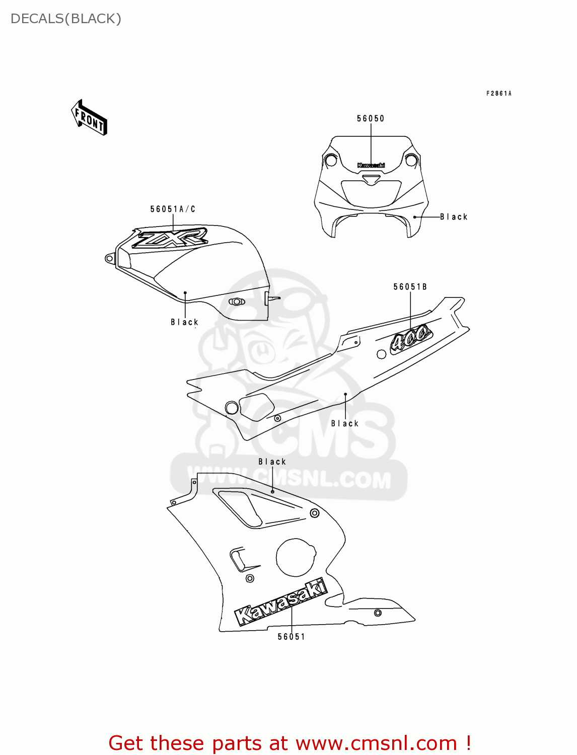 DECALS(BLACK) ZX400L9 ZXR400 1999 UNITED KINGDOM NL AR FG GR IT