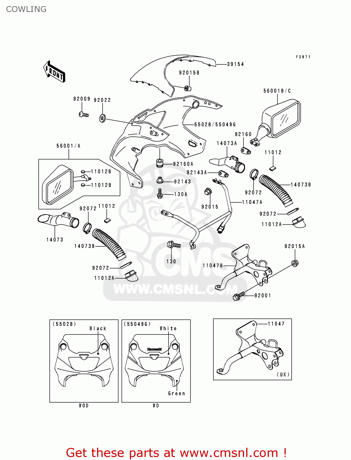 COWLING ZX400L9 ZXR400 1999 UNITED KINGDOM NL AR FG GR IT