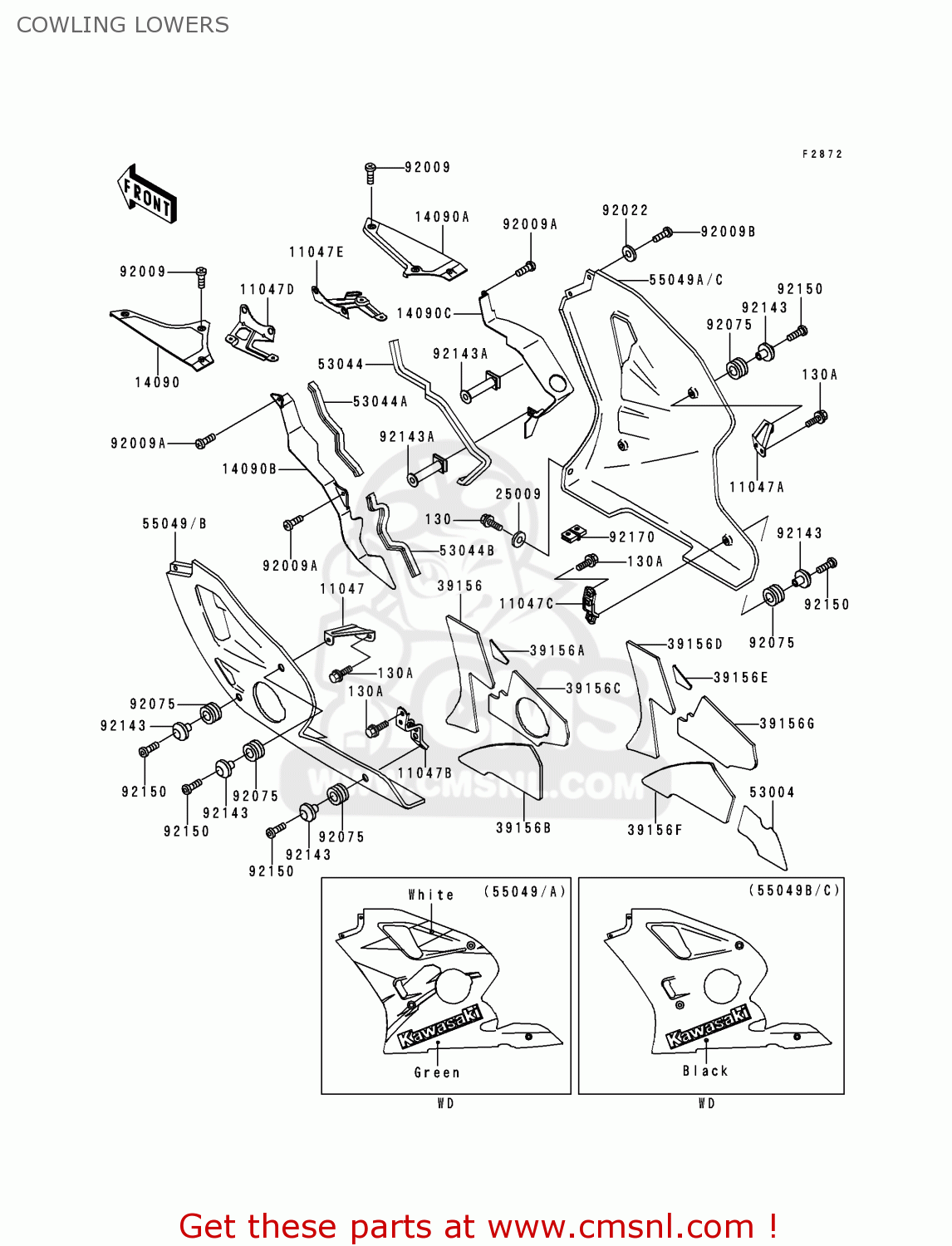 COWLING LOWERS ZX400L9 ZXR400 1999 UNITED KINGDOM NL AR FG GR IT