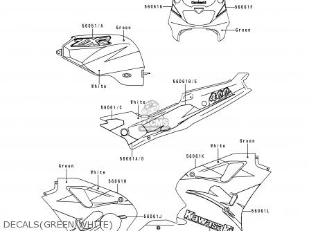 DECALS(GREEN/WHITE) - ZX400L9 ZXR400 1999 UNITED KINGDOM NL AR FG GR IT