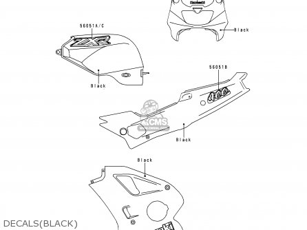 DECALS(BLACK) - ZX400L9 ZXR400 1999 UNITED KINGDOM NL AR FG GR IT