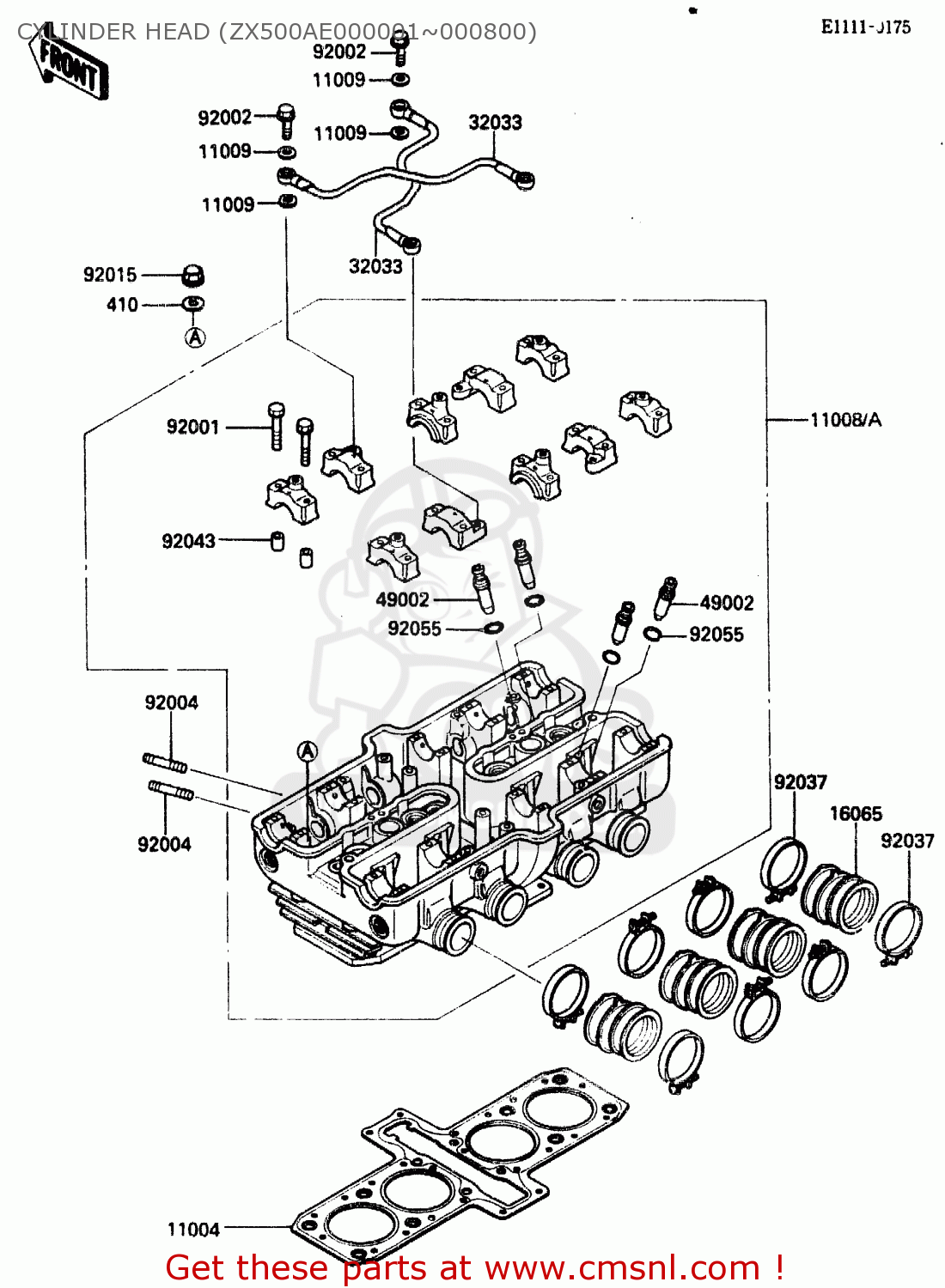 CYLINDER HEAD (ZX500AE000001~000800) ZX500A1 1985 EUROPE NR / KPH