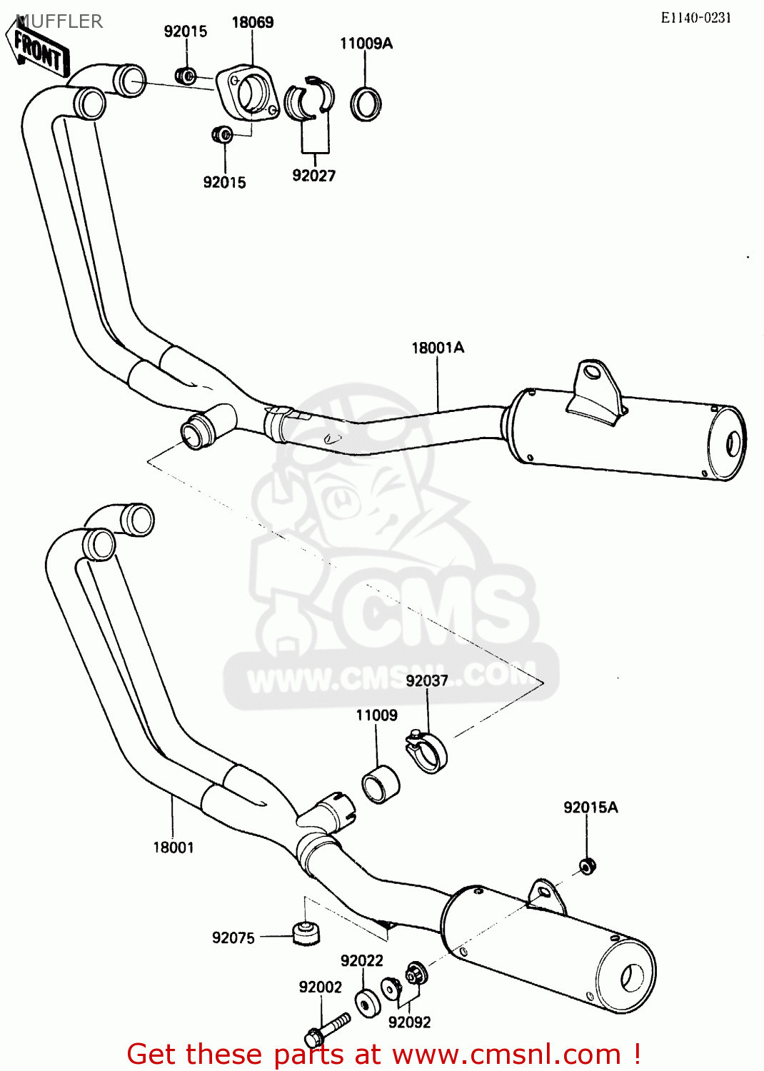 MUFFLER ZX500A1 1985 EUROPE NR / KPH