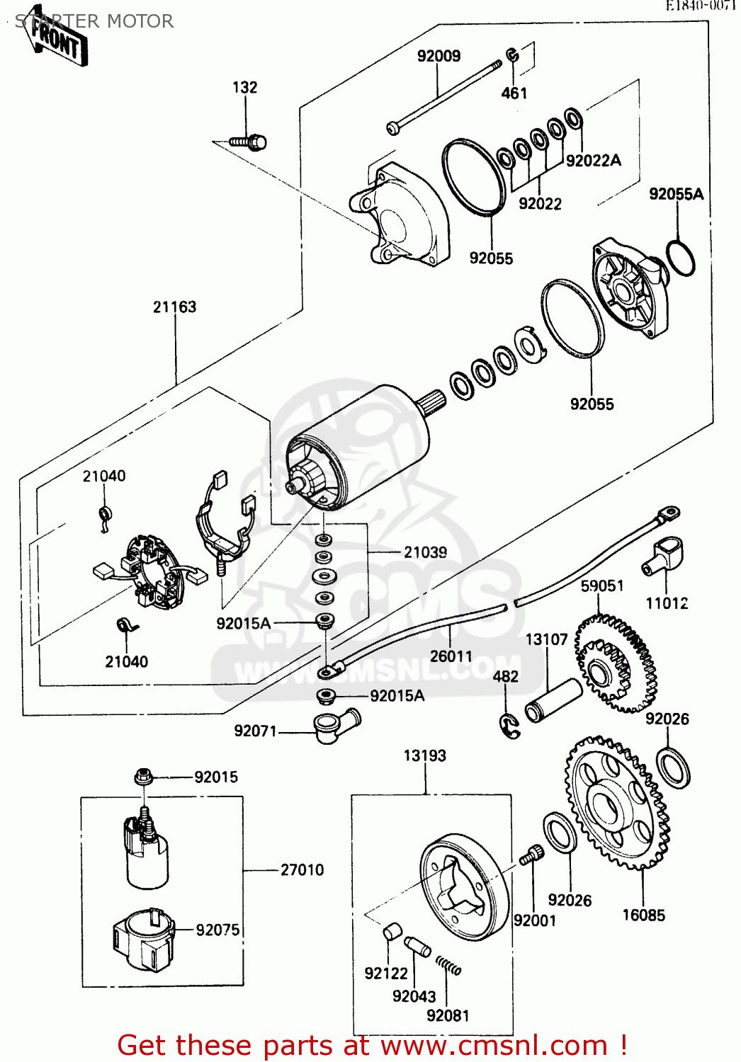 STARTER MOTOR ZX500A1 1985 EUROPE NR / KPH
