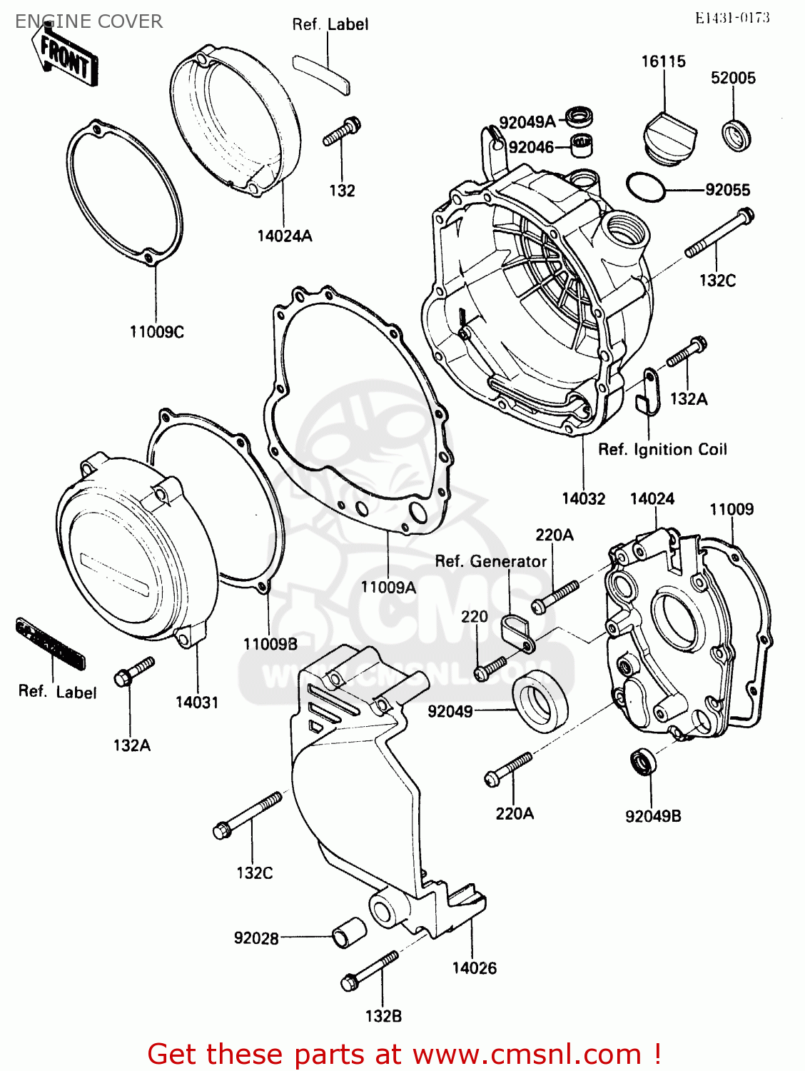 ENGINE COVER ZX500A1 1985 EUROPE NR / KPH