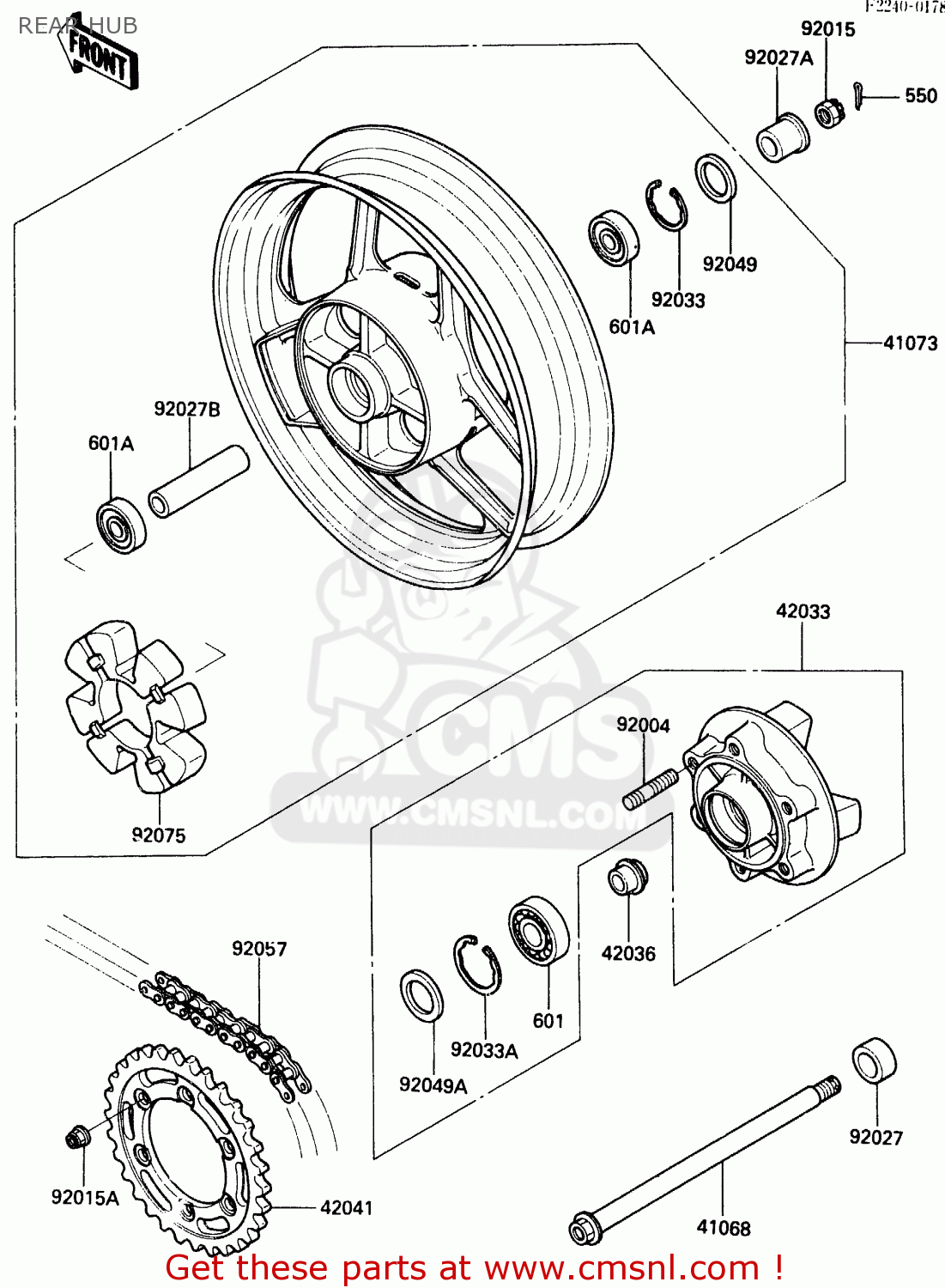 REAR HUB ZX500A1 1985 EUROPE NR / KPH