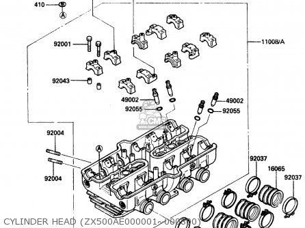 CYLINDER HEAD (ZX500AE000001~000800) - ZX500A1 1985 EUROPE NR / KPH