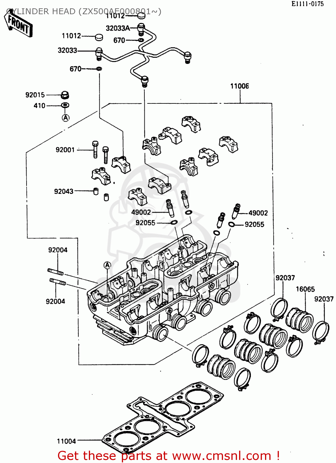 CYLINDER HEAD (ZX500AE000801~) ZX500A2 1986 EUROPE NR / KPH