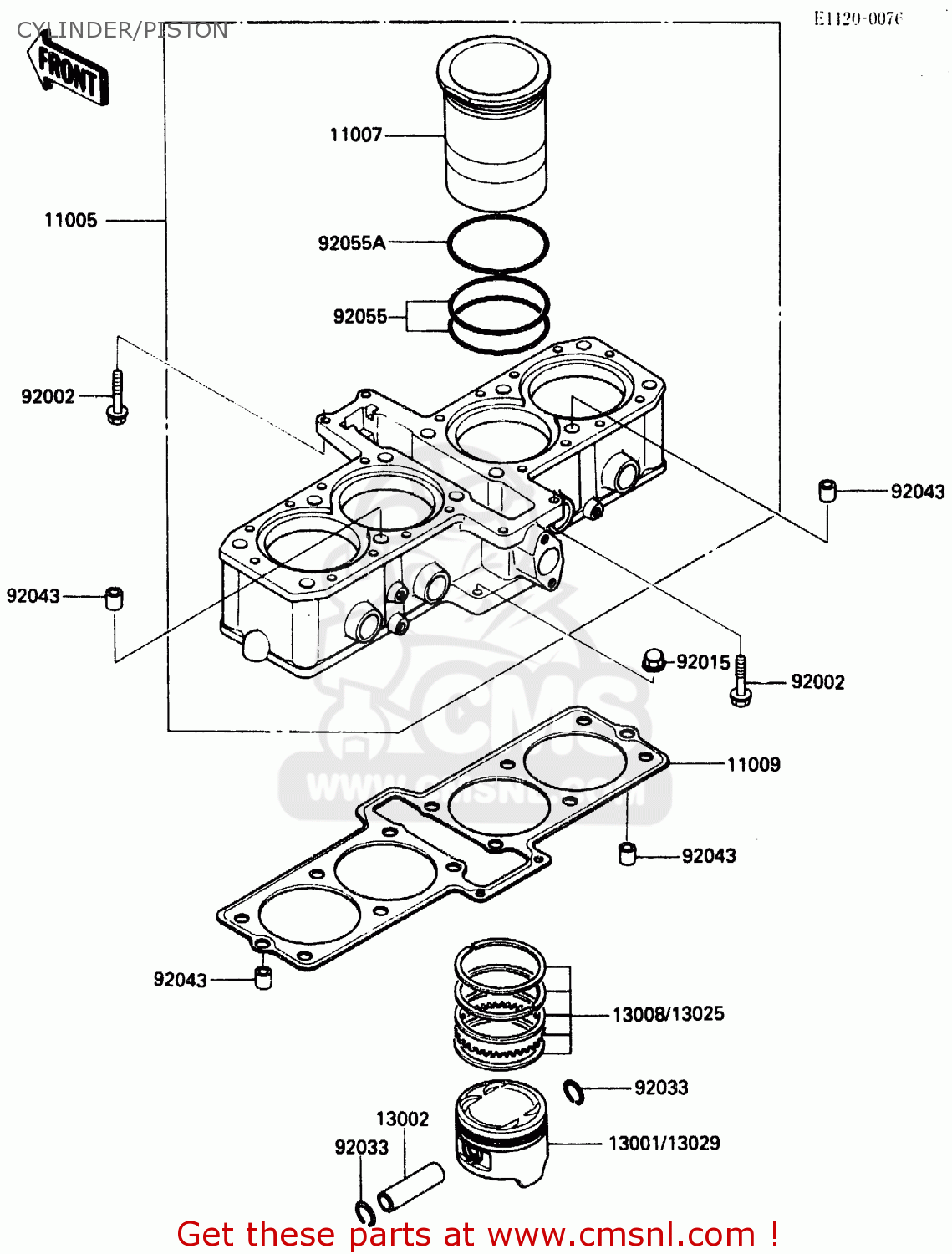 CYLINDER/PISTON ZX500A2 1986 EUROPE NR / KPH
