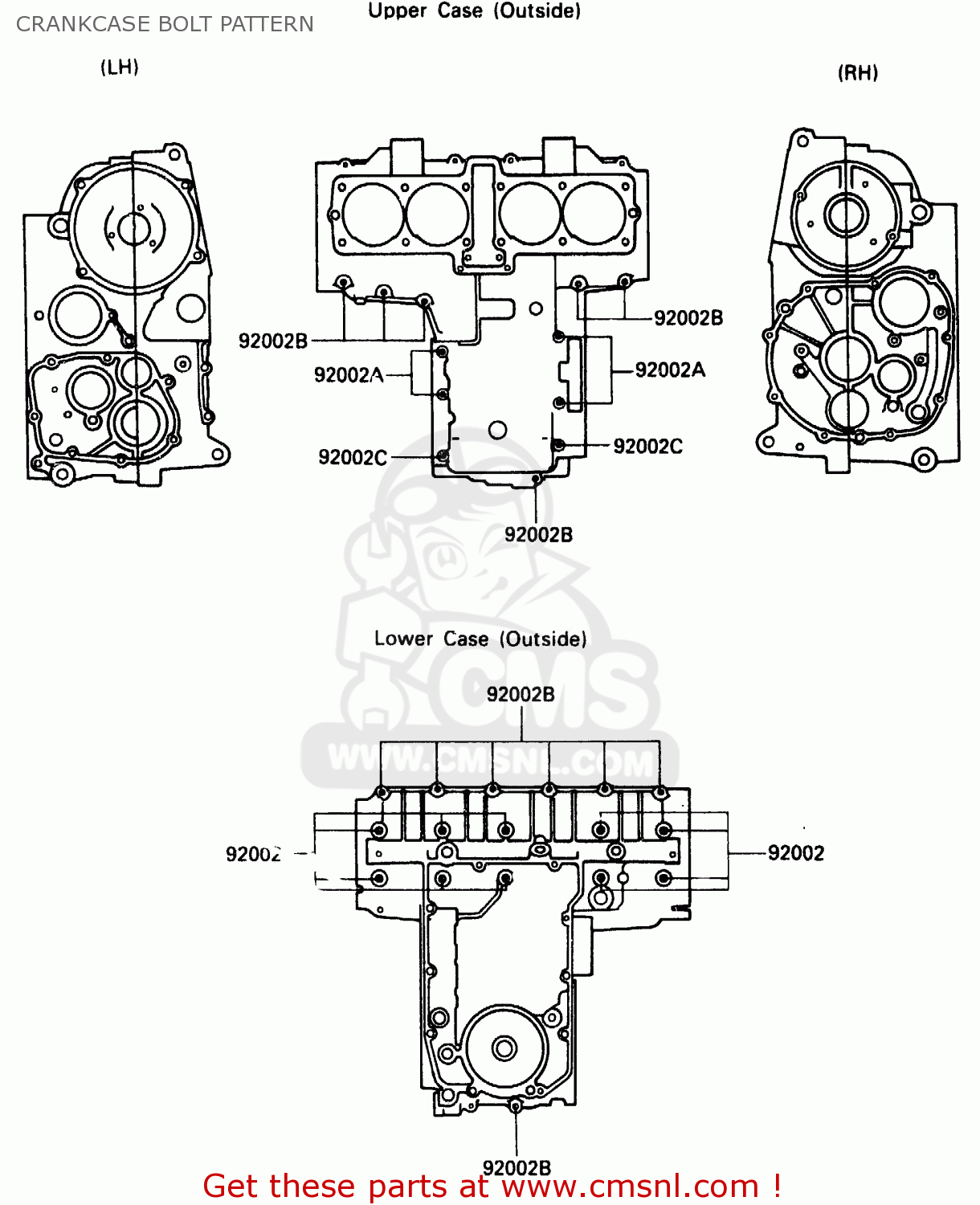 CRANKCASE BOLT PATTERN ZX500A2 1986 EUROPE NR / KPH