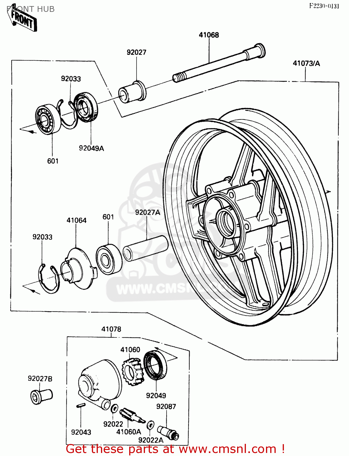 FRONT HUB ZX500A2 1986 EUROPE NR / KPH