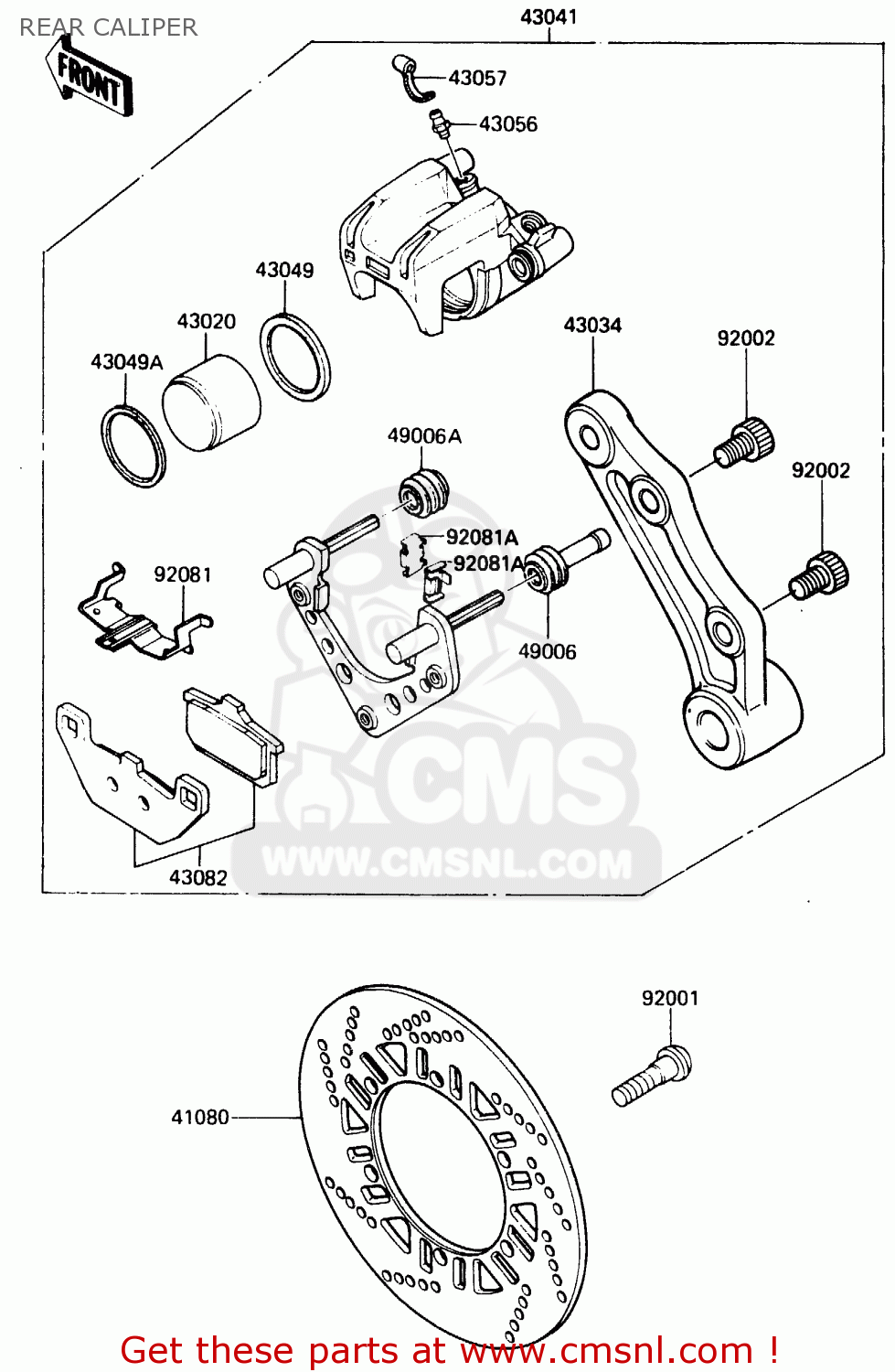 REAR CALIPER ZX500A2 1986 EUROPE NR / KPH