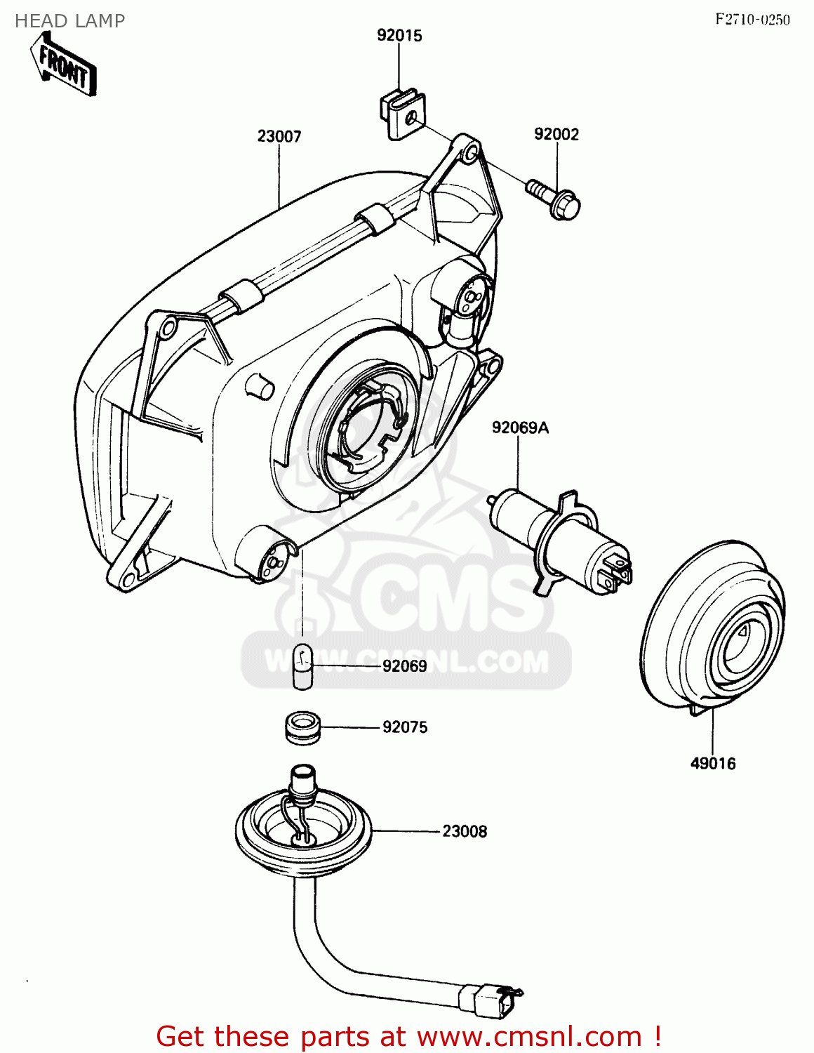 HEAD LAMP ZX500A2 1986 EUROPE NR / KPH