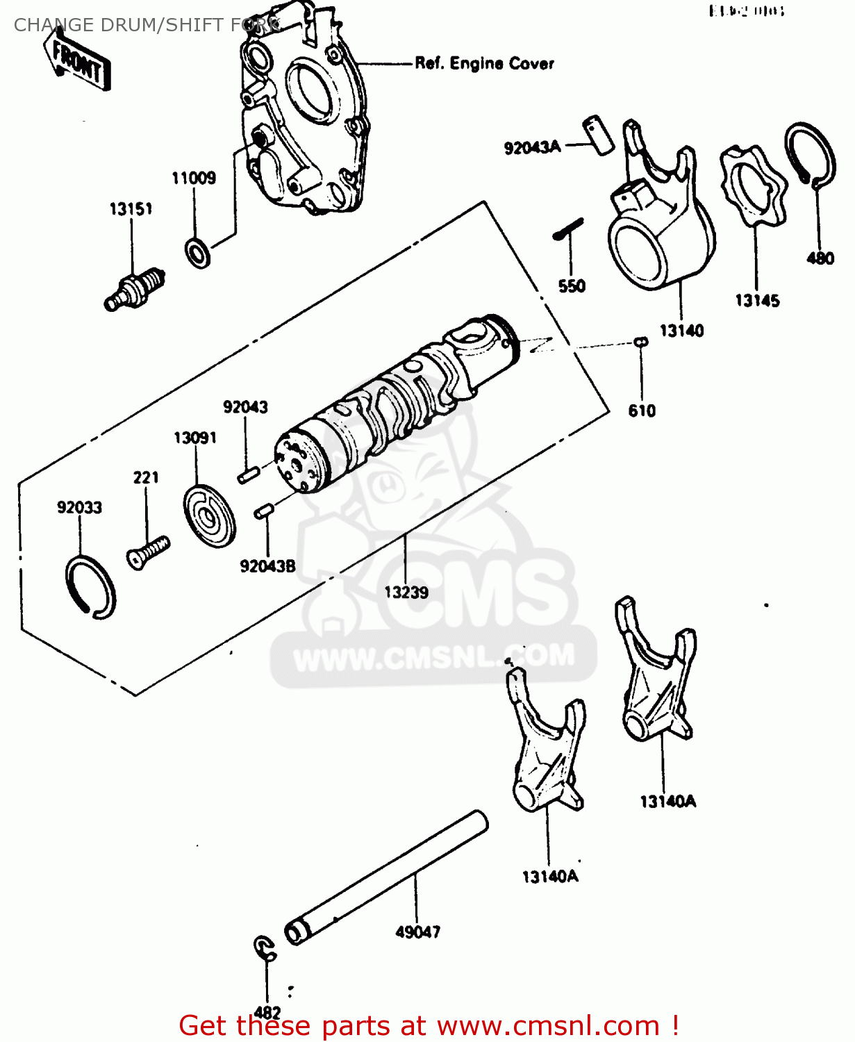 CHANGE DRUM/SHIFT FORK ZX500A3 1987 NORWAY AR / KPH