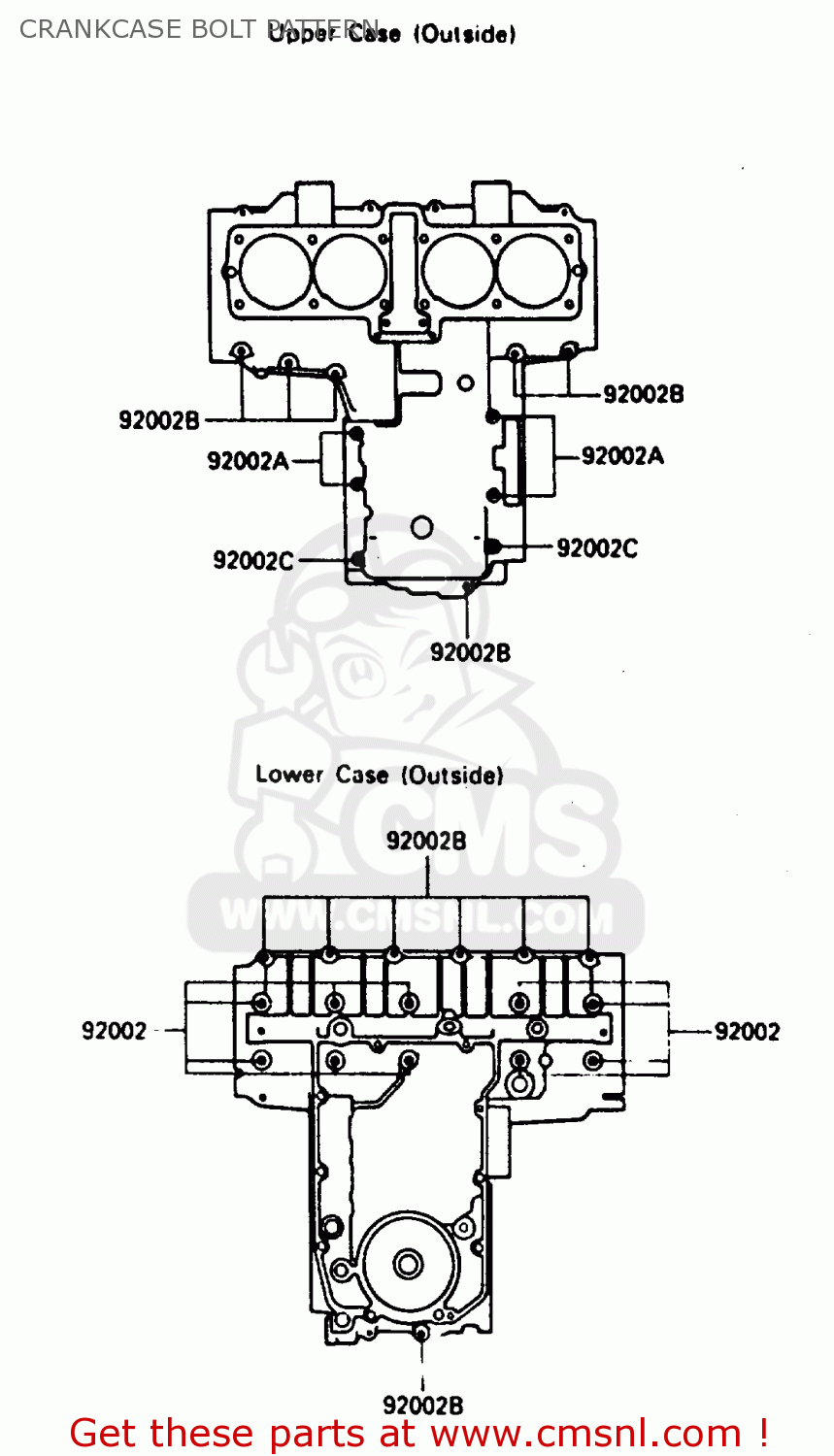 CRANKCASE BOLT PATTERN ZX500A3 1987 NORWAY AR / KPH