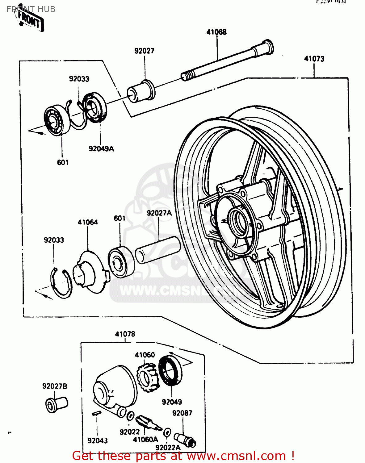 FRONT HUB ZX500A3 1987 NORWAY AR / KPH