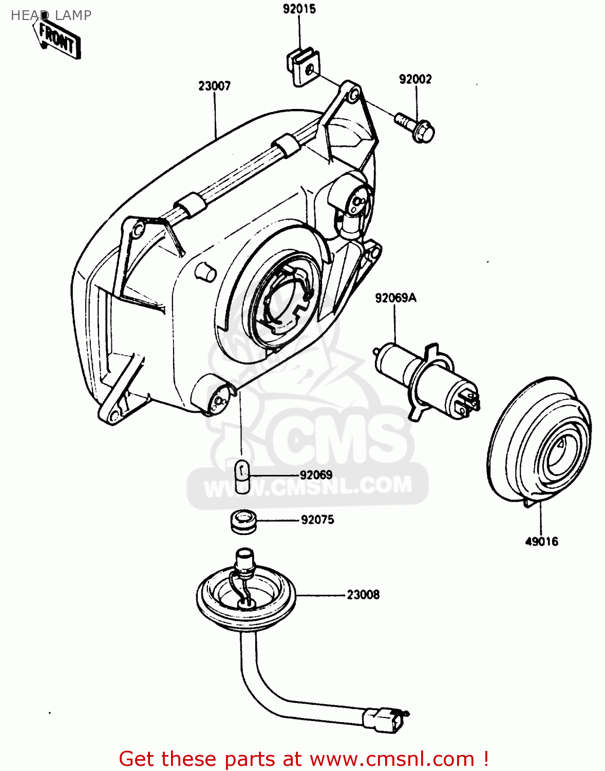 HEAD LAMP ZX500A3 1987 NORWAY AR / KPH