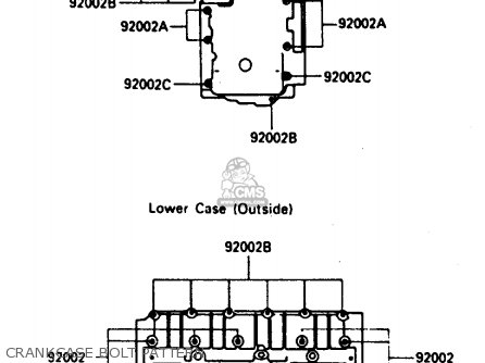 CRANKCASE BOLT PATTERN - ZX500A3 1987 NORWAY AR / KPH