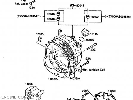ENGINE COVER - ZX500A3 1987 NORWAY AR / KPH