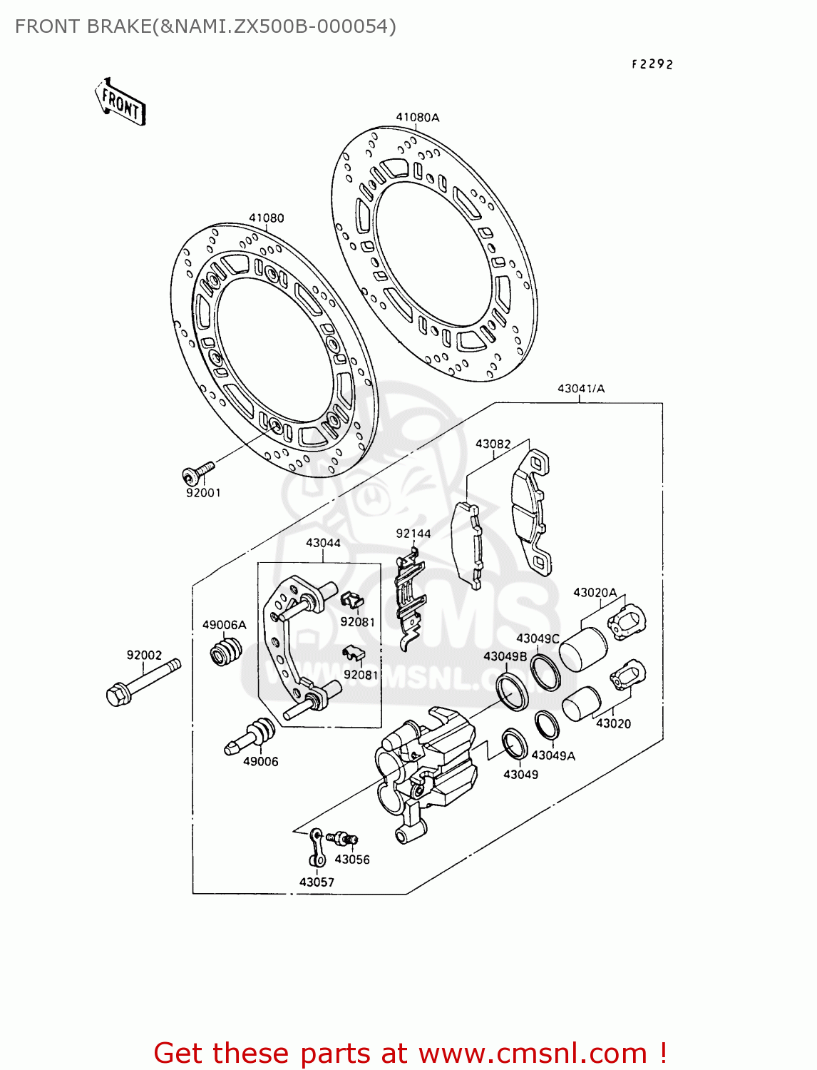 FRONT BRAKE(&NAMI.ZX500B-000054) ZX500B1 GPX500R 1988 AUSTRIA NR