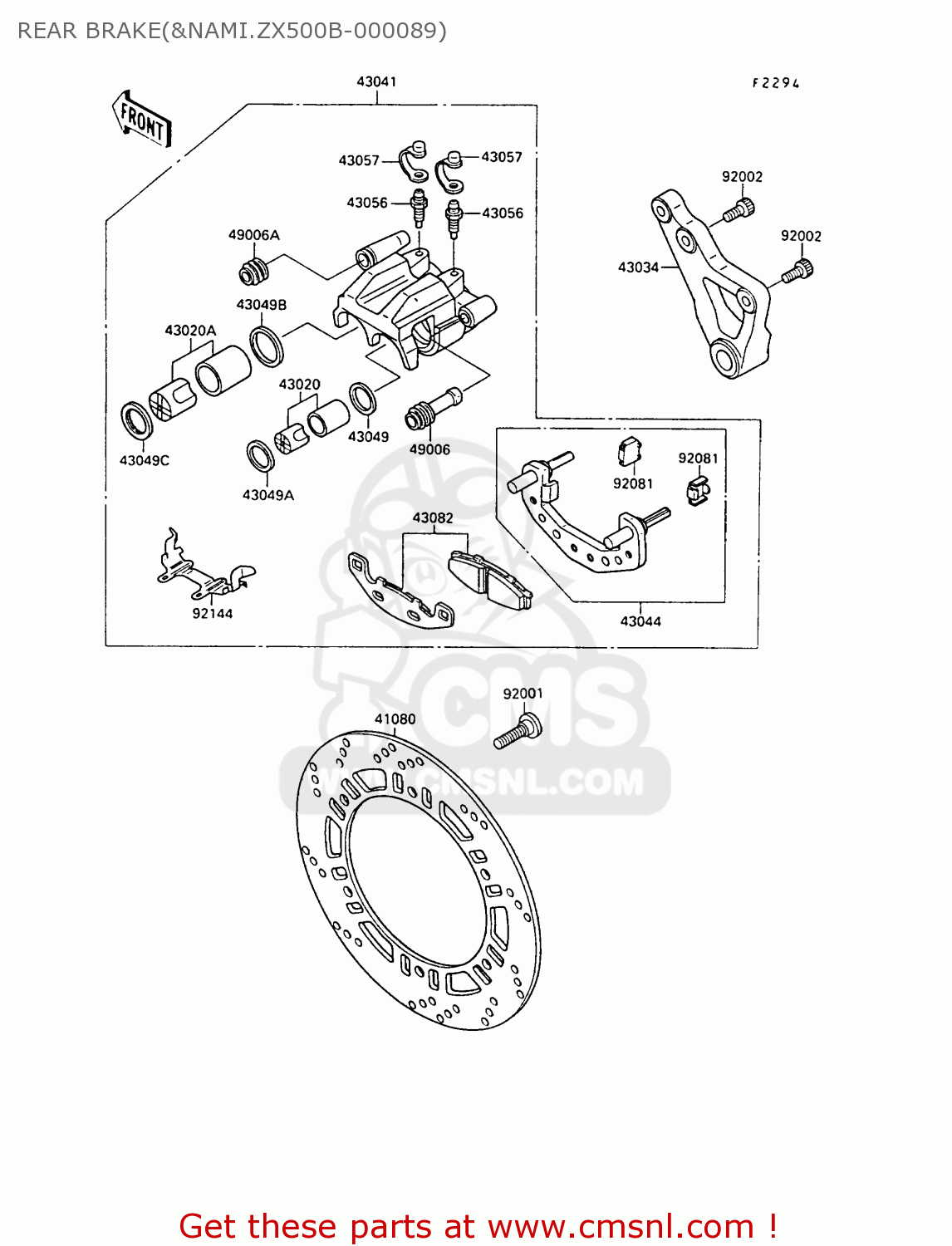 REAR BRAKE(&NAMI.ZX500B-000089) ZX500B1 GPX500R 1988 AUSTRIA NR