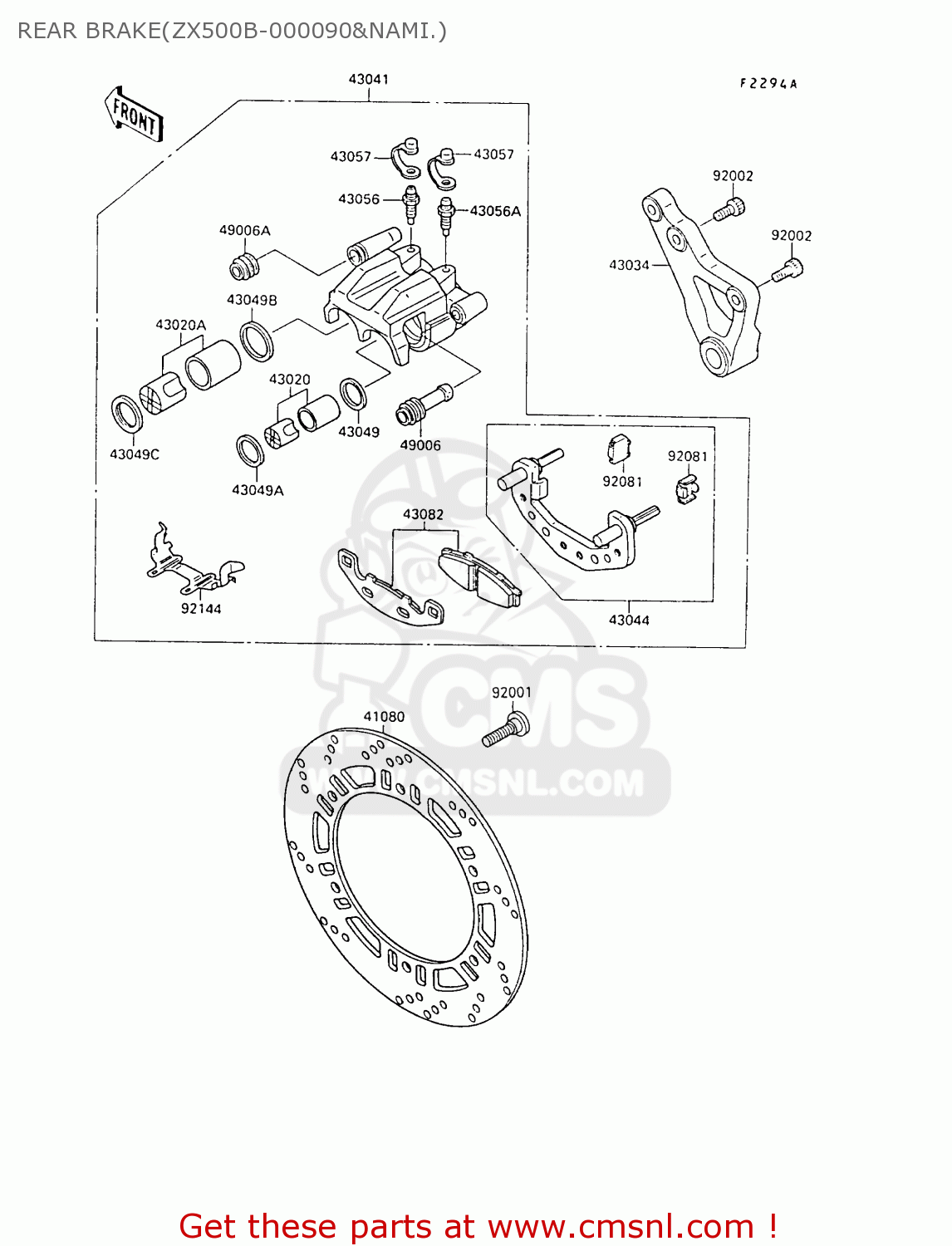REAR BRAKE(ZX500B-000090&NAMI.) ZX500B1 GPX500R 1988 AUSTRIA NR