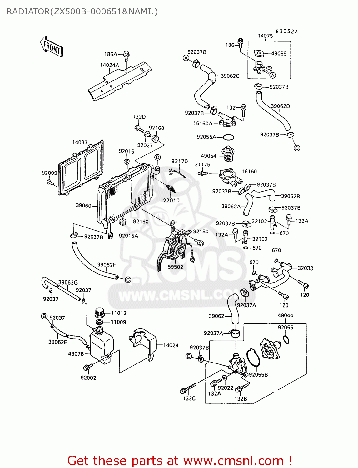 RADIATOR(ZX500B-000651&NAMI.) ZX500B2 GPX500R 1989 AUSTRIA NR