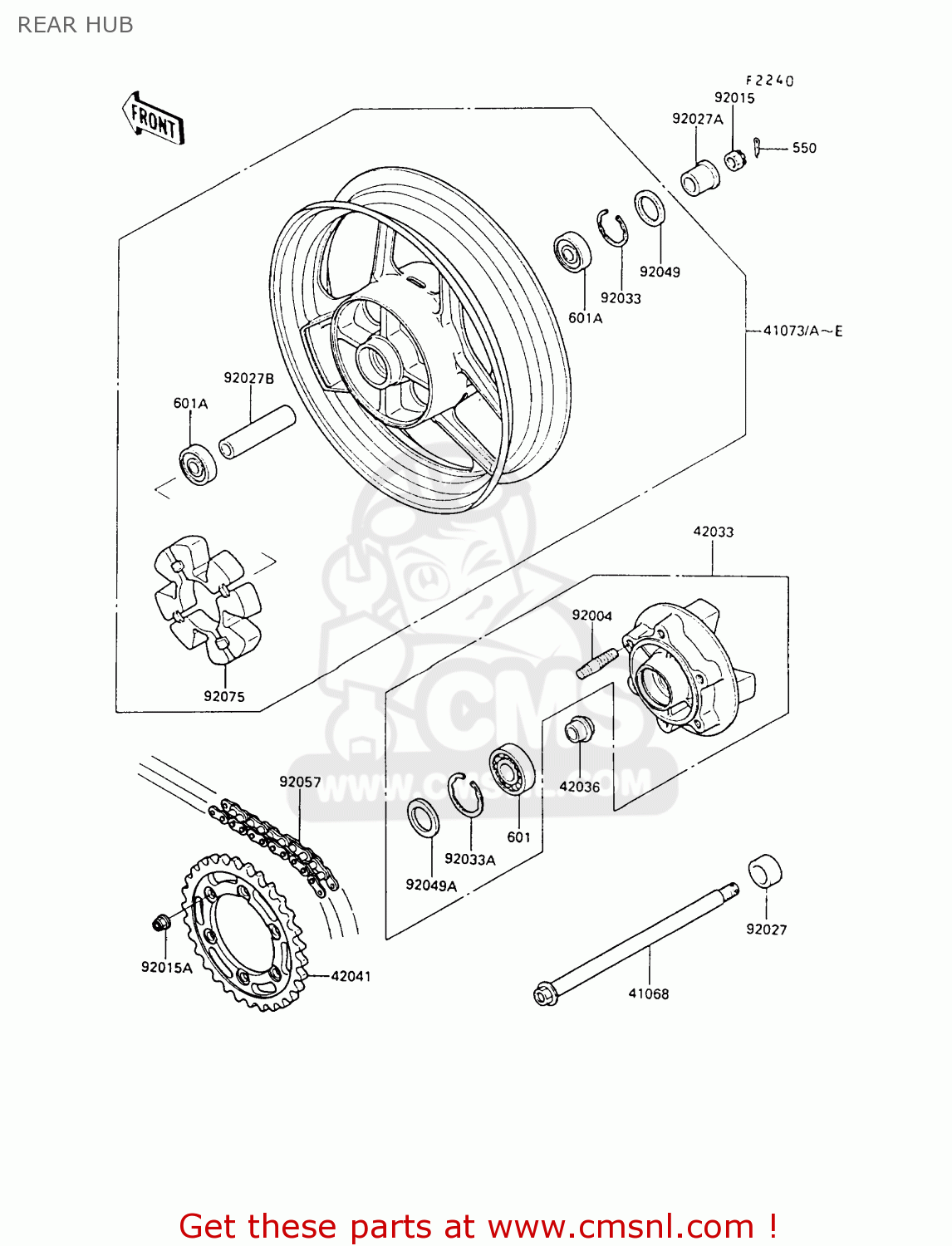 REAR HUB ZX500B2 GPX500R 1989 AUSTRIA NR