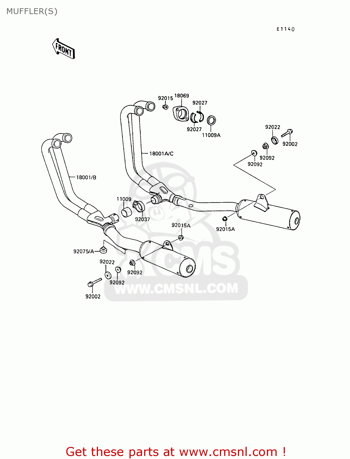 MUFFLER(S) ZX500B3 GPX500R 1990 AUSTRIA
