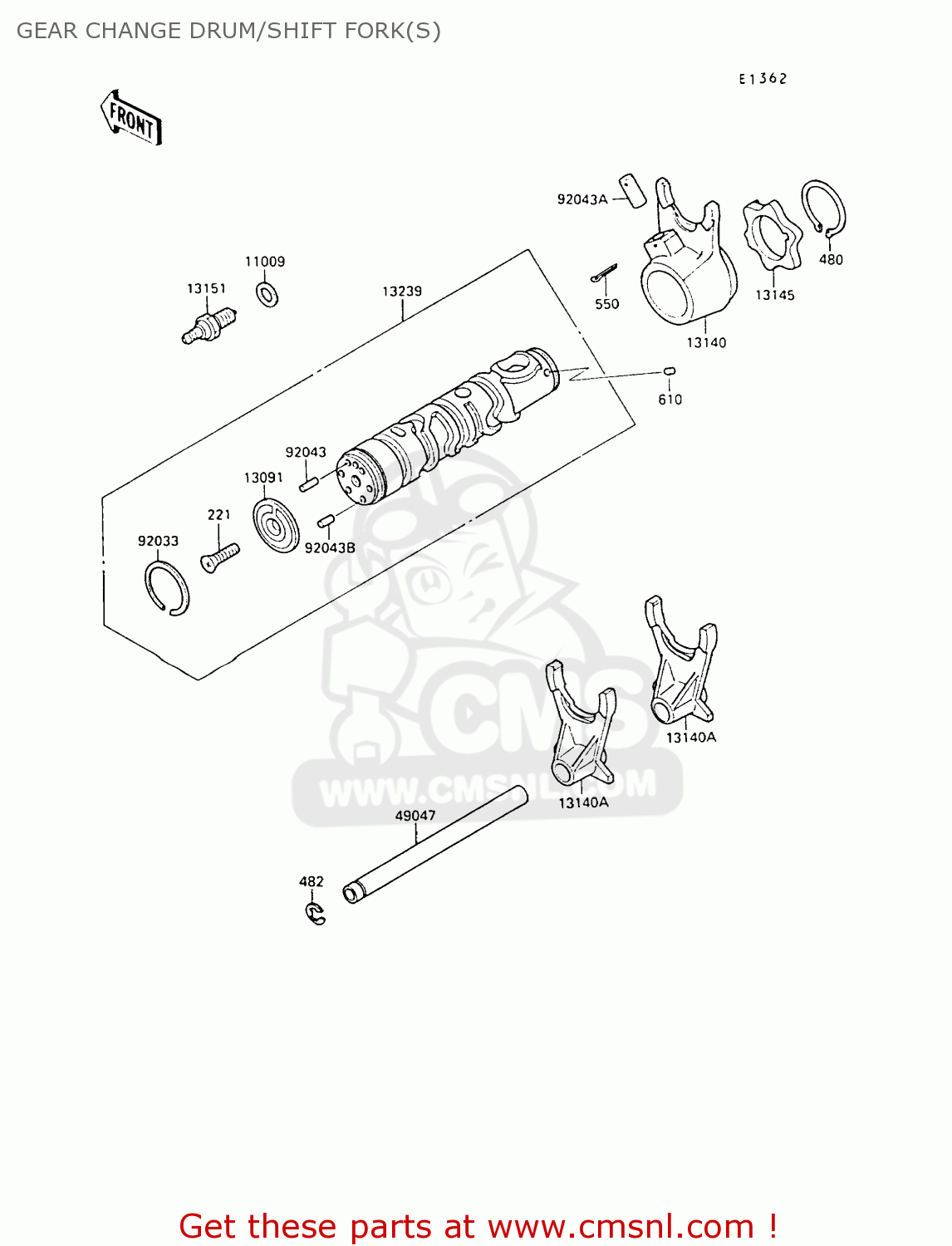 GEAR CHANGE DRUM/SHIFT FORK(S) ZX500B3 GPX500R 1990 AUSTRIA