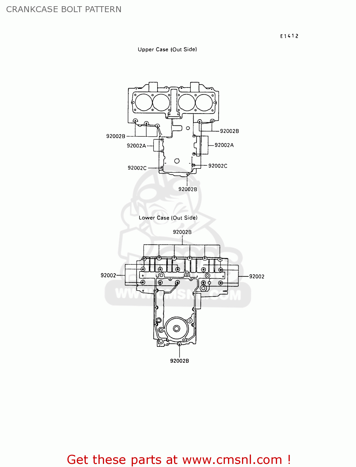 CRANKCASE BOLT PATTERN ZX500B3 GPX500R 1990 AUSTRIA