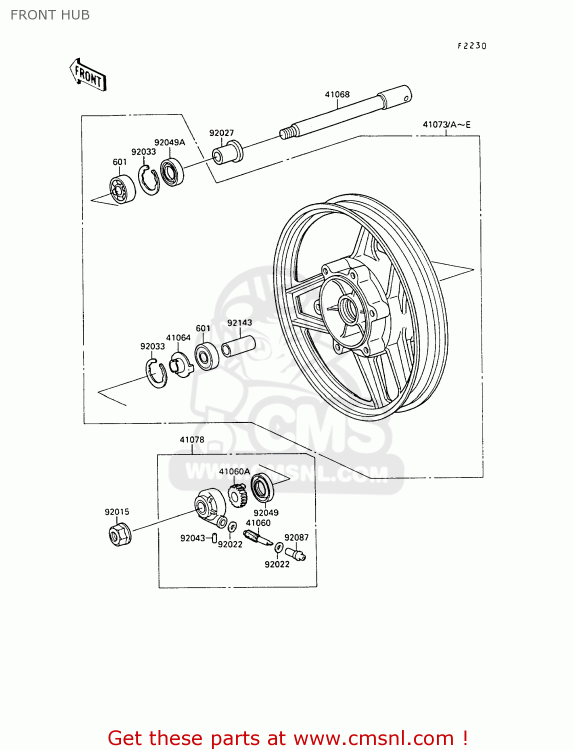 FRONT HUB ZX500B3 GPX500R 1990 AUSTRIA
