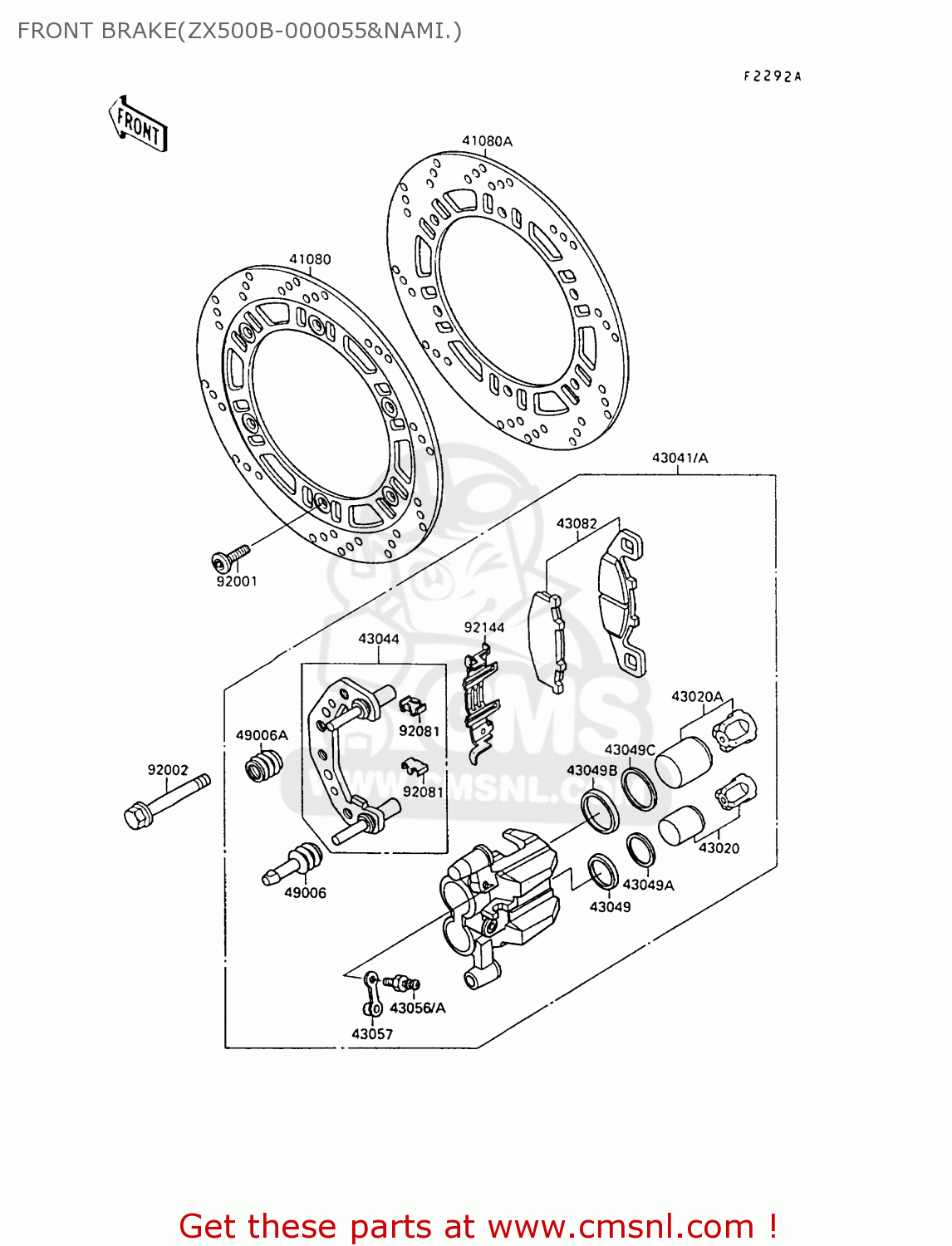 FRONT BRAKE(ZX500B-000055&NAMI.) ZX500B3 GPX500R 1990 AUSTRIA