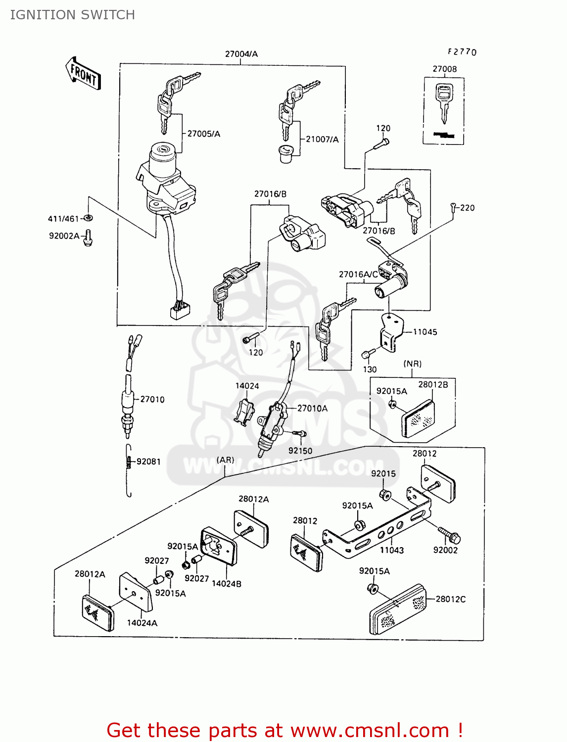 IGNITION SWITCH ZX500B3 GPX500R 1990 AUSTRIA