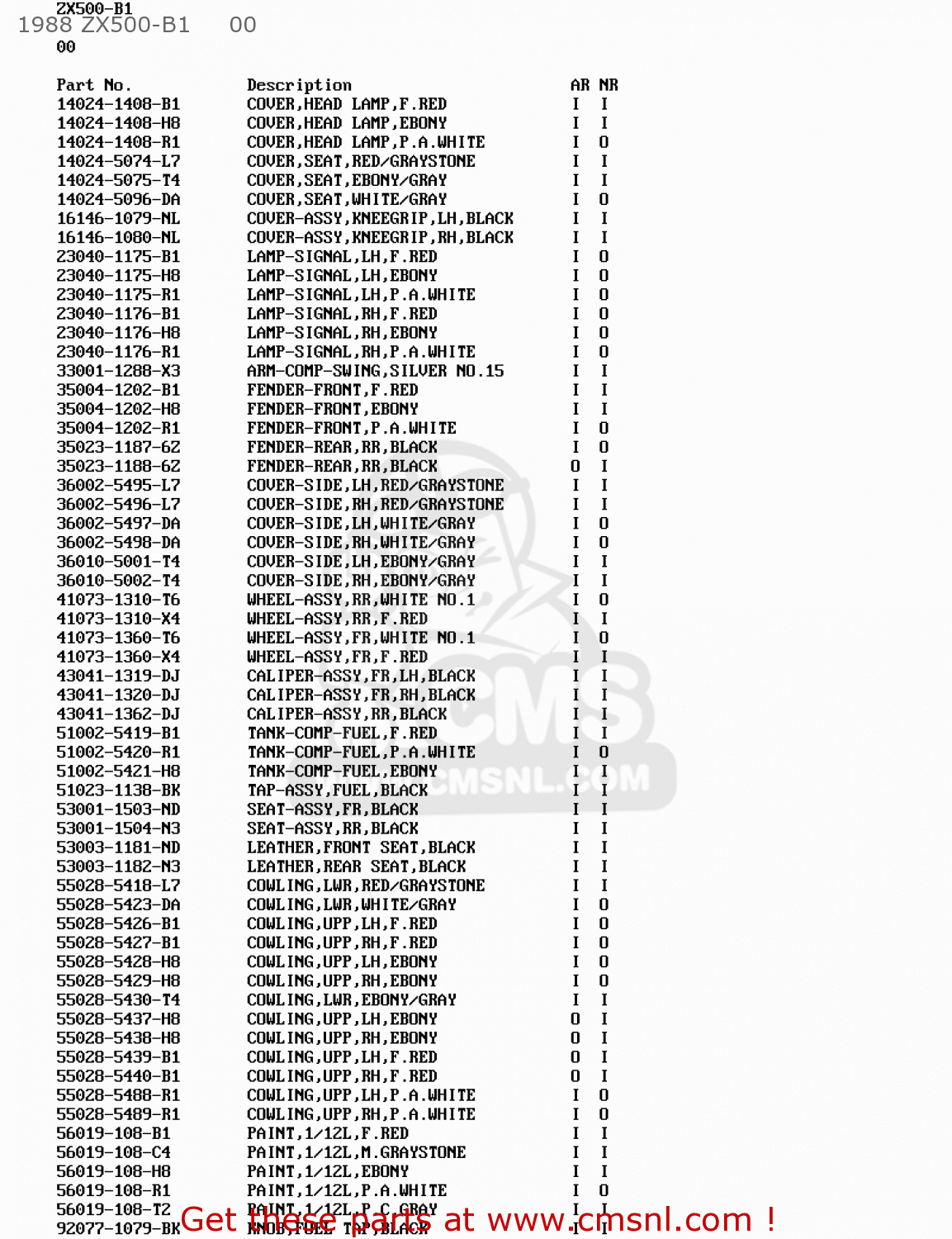 1988 ZX500-B1     00 ZX500B3 GPX500R 1990 AUSTRIA