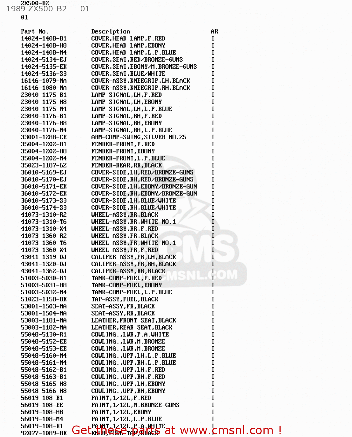 1989 ZX500-B2     01 ZX500B3 GPX500R 1990 AUSTRIA