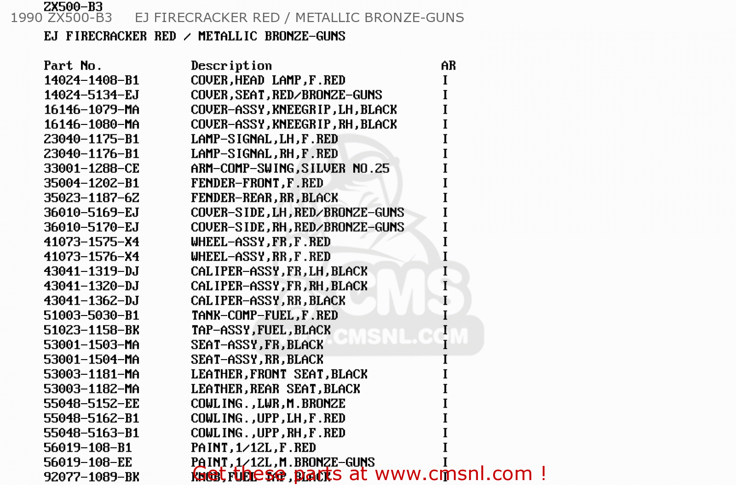 1990 ZX500-B3     EJ FIRECRACKER RED / METALLIC BRONZE-GUNS ZX500B3 GPX500R 1990 AUSTRIA