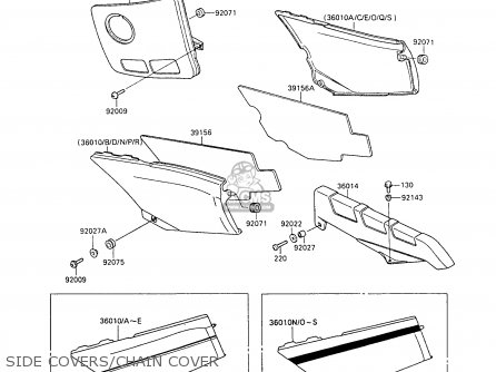 SIDE COVERS/CHAIN COVER - ZX500B3 GPX500R 1990 AUSTRIA