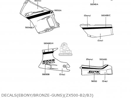 DECALS(EBONY/BRONZE-GUNS)(ZX500-B2/B3) - ZX500B3 GPX500R 1990 AUSTRIA