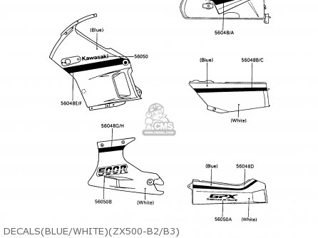 DECALS(BLUE/WHITE)(ZX500-B2/B3) - ZX500B3 GPX500R 1990 AUSTRIA