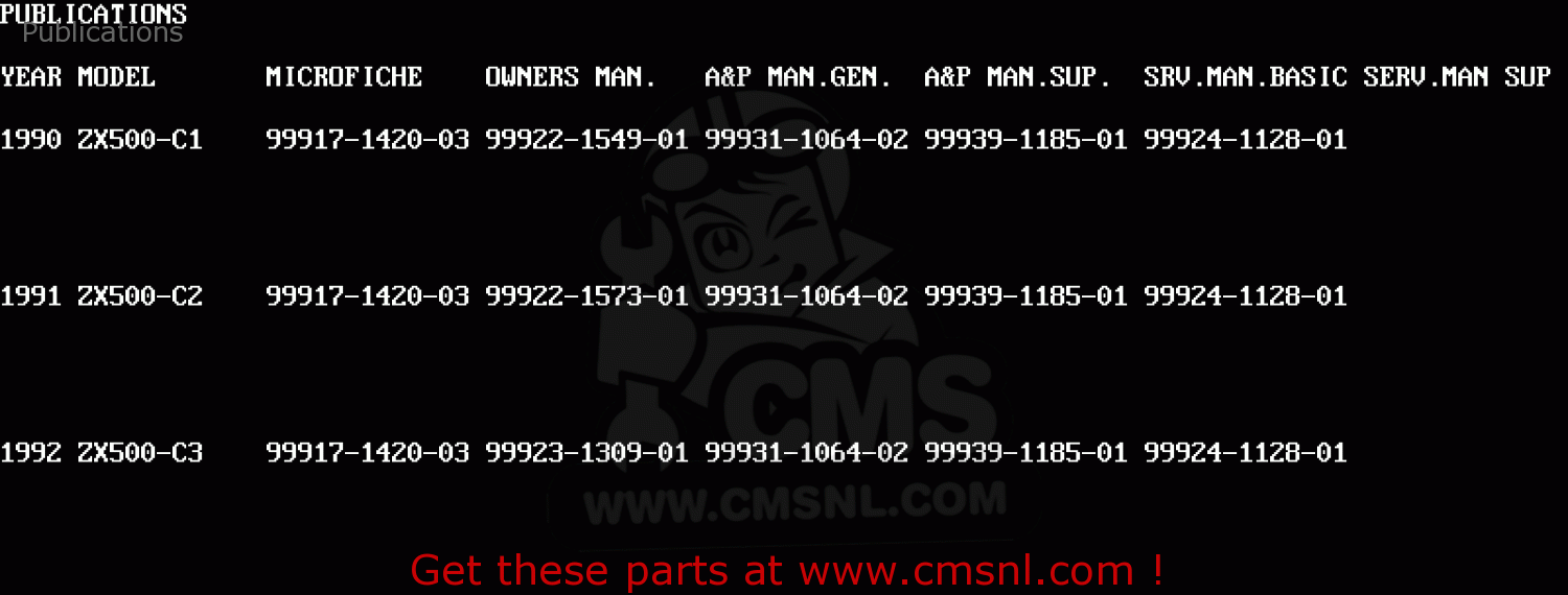 Publications ZX500C1 ZZR500 1990 AUSTRIA NR
