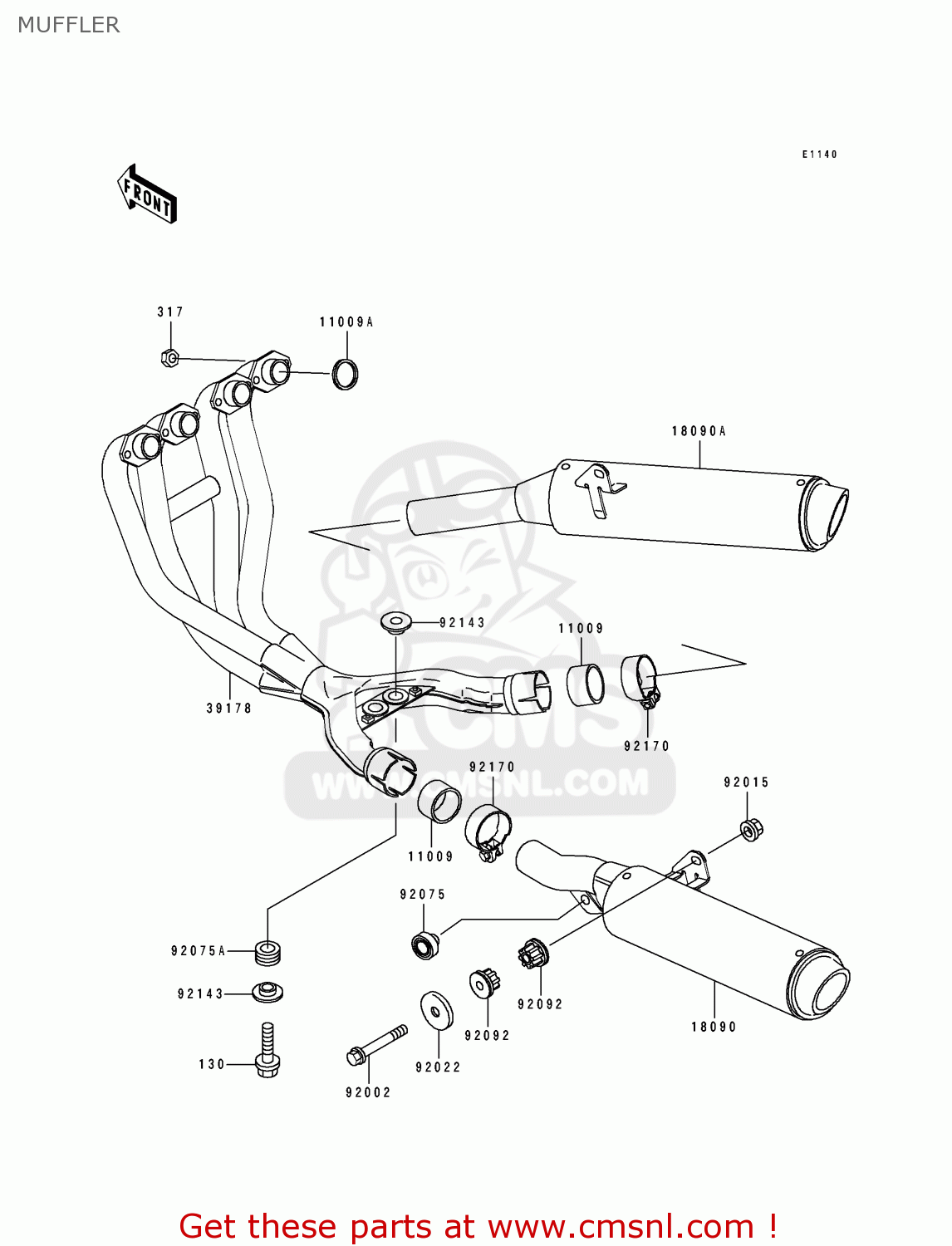 MUFFLER ZX500C2 ZZR500 1991 AUSTRIA NR