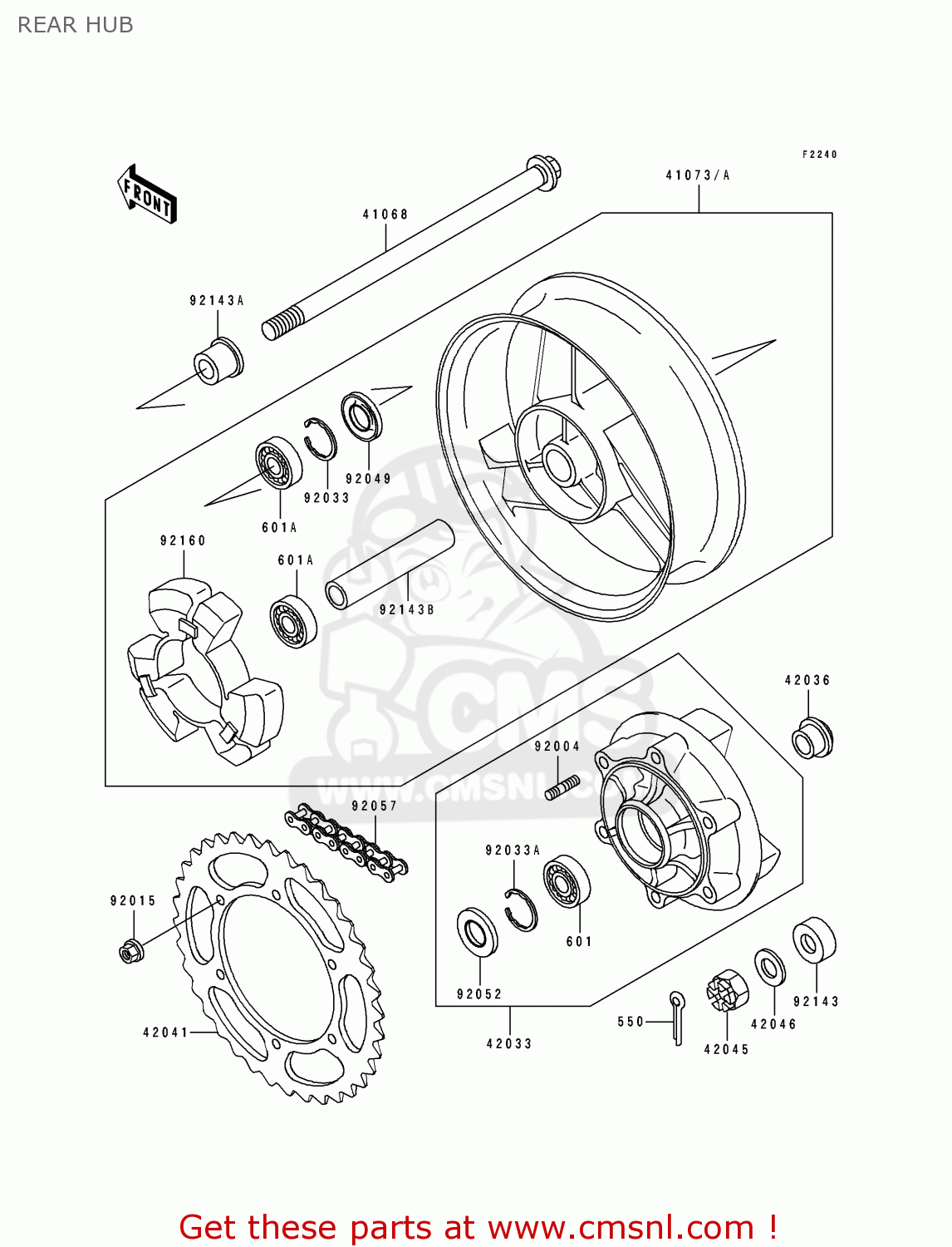 REAR HUB ZX500C2 ZZR500 1991 AUSTRIA NR