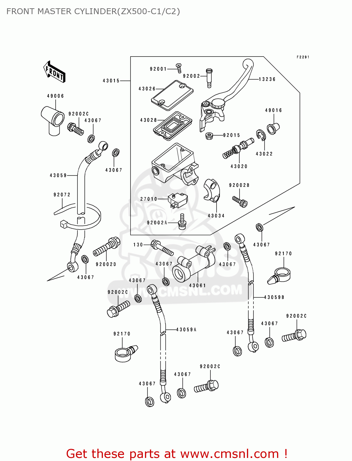 FRONT MASTER CYLINDER(ZX500-C1/C2) ZX500C2 ZZR500 1991 AUSTRIA NR