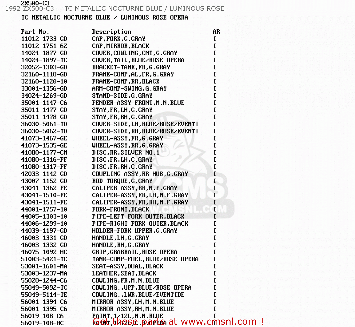 1992 ZX500-C3     TC METALLIC NOCTURNE BLUE / LUMINOUS ROSE ZX500C2 ZZR500 1991 AUSTRIA NR