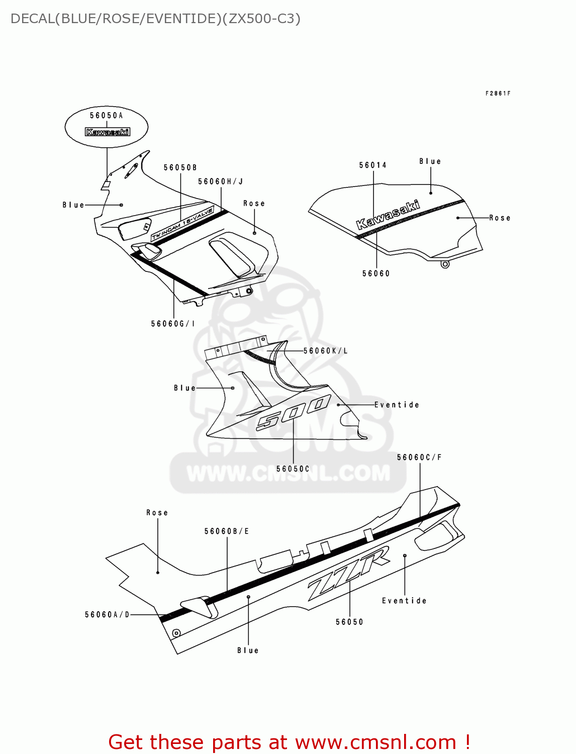 DECAL(BLUE/ROSE/EVENTIDE)(ZX500-C3) ZX500C3 ZZR500 1992 AUSTRIA