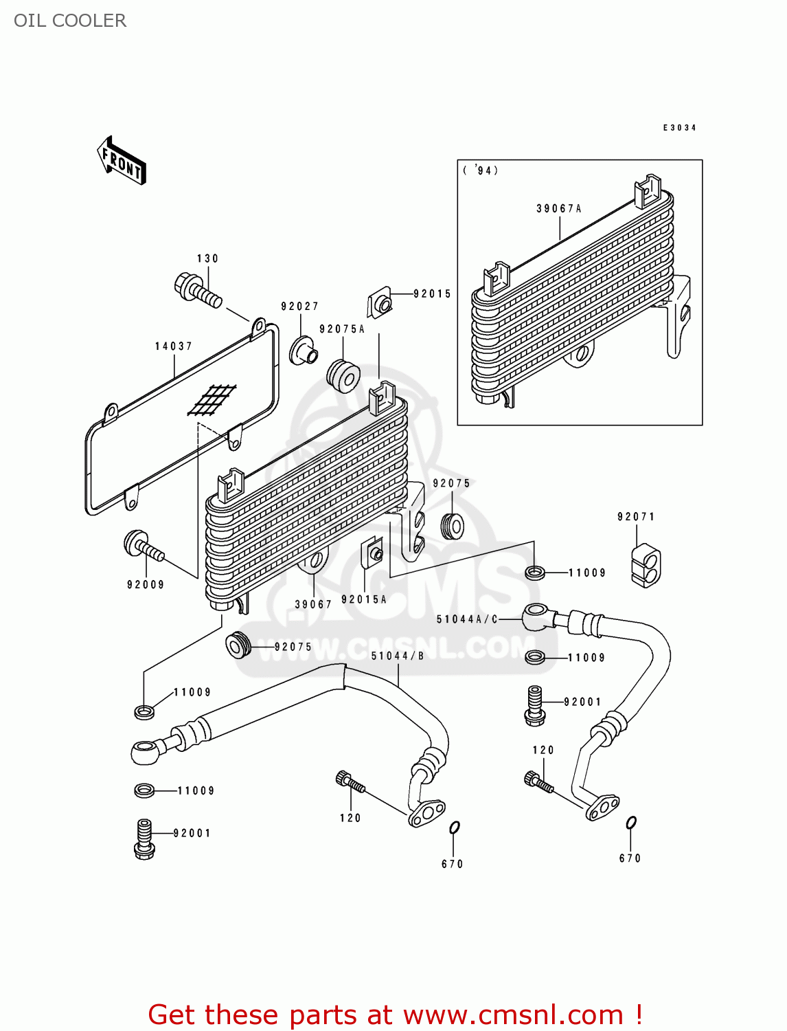 OIL COOLER ZX500D1 ZZR550 1993 AUSTRIA GR