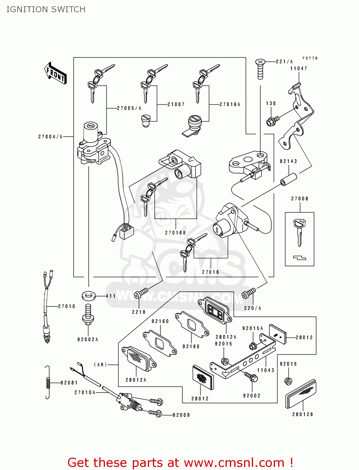 IGNITION SWITCH ZX500D1 ZZR550 1993 AUSTRIA GR