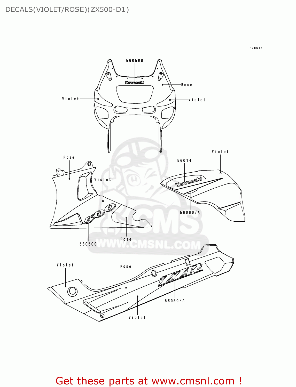 DECALS(VIOLET/ROSE)(ZX500-D1) ZX500D1 ZZR550 1993 AUSTRIA GR